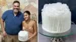 Bella Campos recebeu bolo de confeiteiro do casamento de Fátima