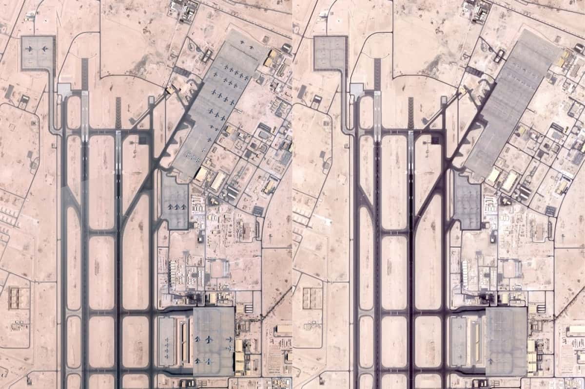 (COMBO) This combination of handout satellite photos obtained from Planet Labs PBC on June 19, 2025, of a photo taken on June 5, 2025 (L) shows military planes at the US military base of Al-Udeid in Qatar, and a photo taken June 19, 2025 (R) showing no more planes at the US military base of Al-Udeid in Qatar, one of the main US bases in the region. Al Udeid Air Base in Qatar includes the forward components of CENTCOM, as well as of its air forces and special operation forces in the region. It also hosts rotating combat aircraft, as well as the 379th Air Expeditionary Wing, which includes "airlift, aerial refueling intelligence, surveillance, and reconnaissance, and aeromedical evacuation assets." Al Udeid Air Base in Qatar includes the forward components of CENTCOM, as well as of its air forces and special operation forces in the region. It also hosts rotating combat aircraft, as well as the 379th Air Expeditionary Wing, which includes "airlift, aerial refueling intelligence, surveillance, and reconnaissance, and aeromedical evacuation assets." (Photo by Handout / Planet Labs / AFP) / XGTY / RESTRICTED TO EDITORIAL USE - MANDATORY CREDIT "AFP PHOTO / PLANET LABS PBC" - NO MARKETING - NO ADVERTISING CAMPAIGNS - DISTRIBUTED AS A SERVICE TO CLIENTS XGTY / RESTRICTED TO EDITORIAL USE - MANDATORY CREDIT "AFP PHOTO / PLANET LABS PBC" - NO MARKETING - NO ADVERTISING CAMPAIGNS - DISTRIBUTED AS A SERVICE TO CLIENTS /