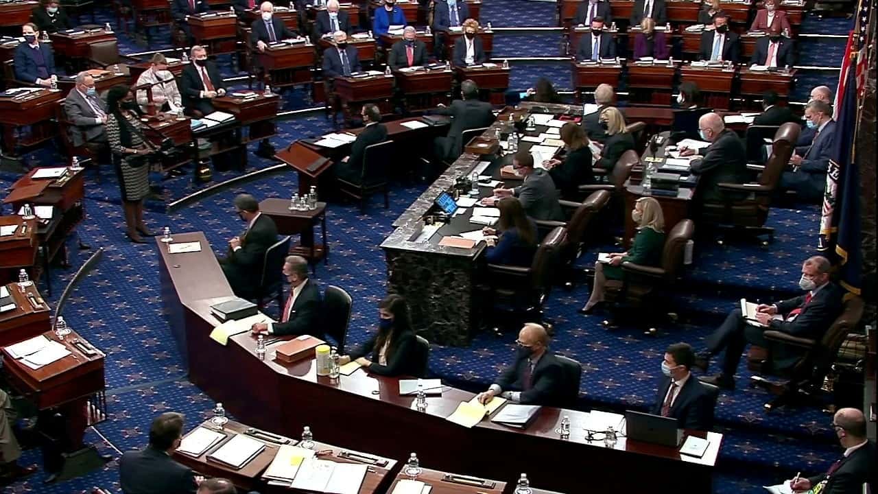 Plenário do Senado dos Estados Unidos em Washington 09/02/2021 TV do Senado dos EUA/Divulgação via Reuters
