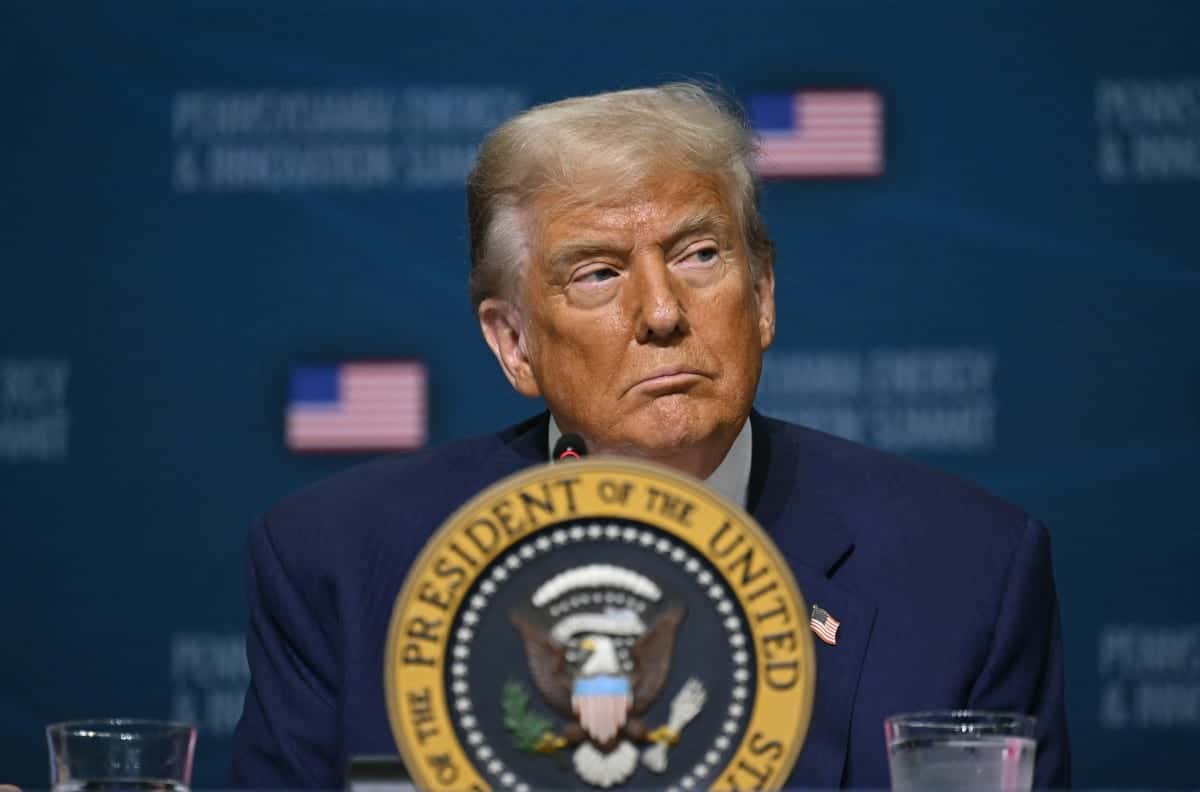 US President Donald Trump attends the inaugural Pennsylvania Energy and Innovation Summit on the campus of Carnegie Mellon University in Pittsburgh, Pennsylvania, on July 15, 2025. (Photo by ANDREW CABALLERO-REYNOLDS / AFP)