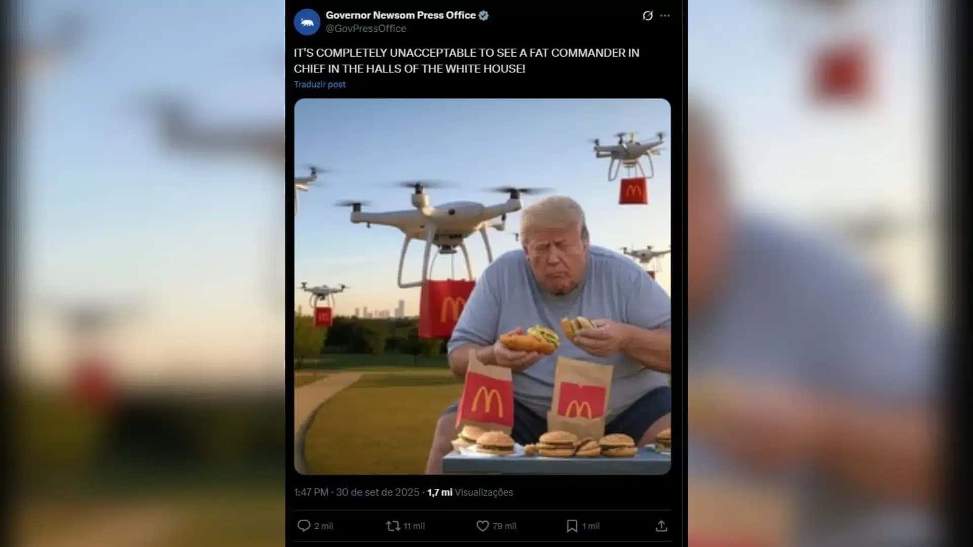 gabinete-governador-california-foto-donald-trump-hamburguer