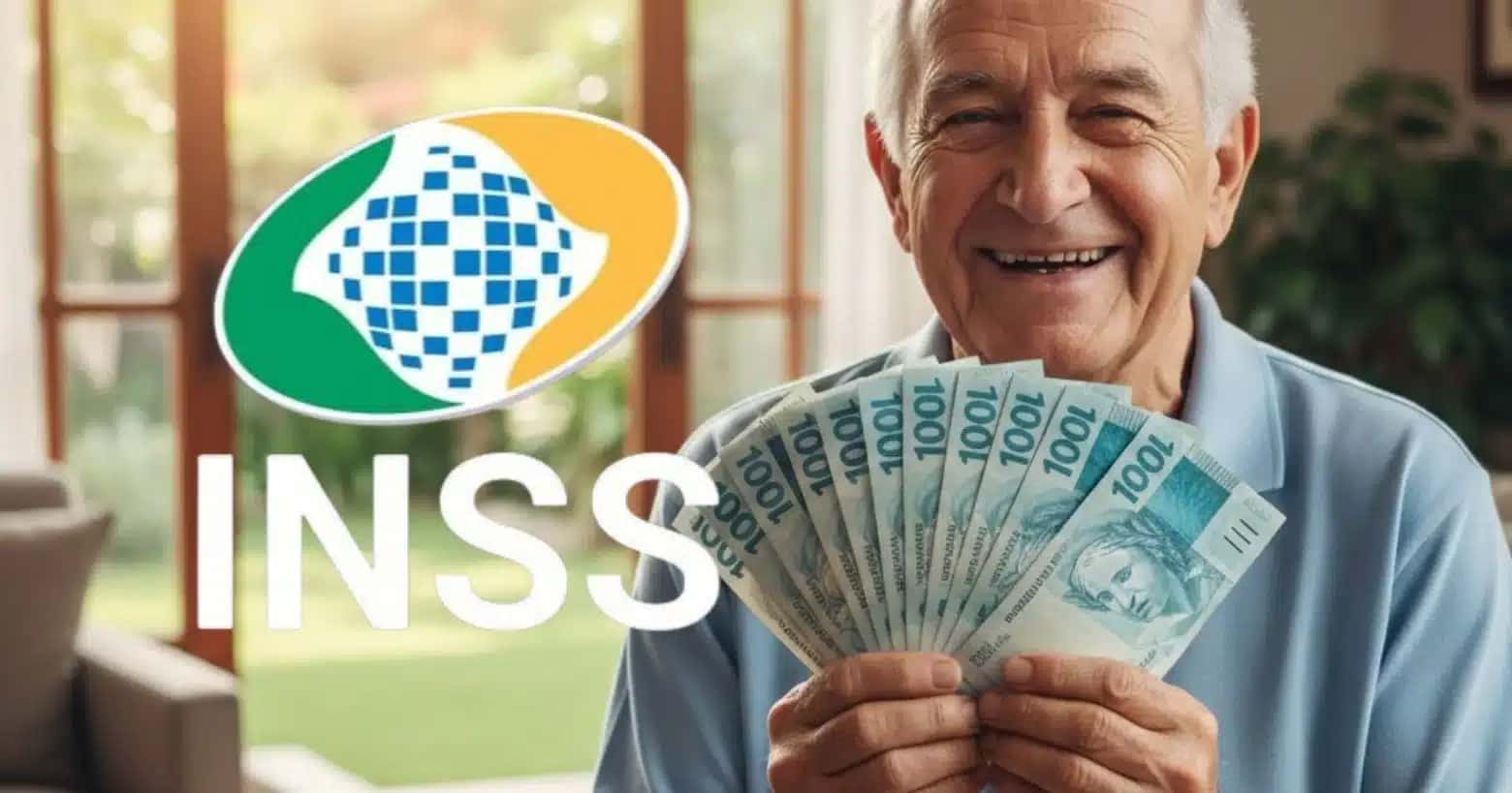 Logo-do-INSS-e-idoso-segurando-notas-de-real