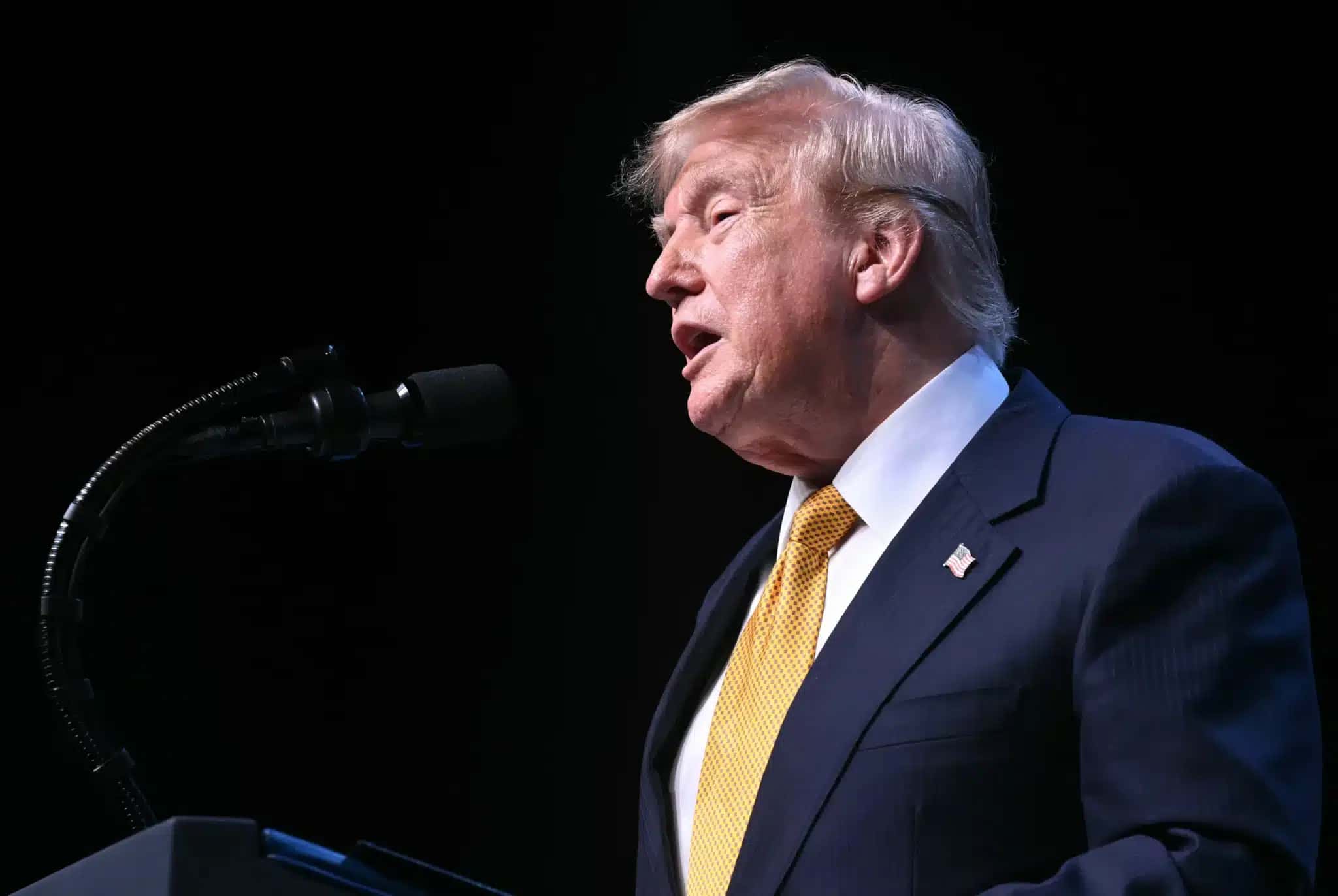 US President Donald Trump speaks to the press during a NATO Summit at Bestepe Presidential Compound in Ankara, on July 8, 2026. The summit comes at a fraught time for the 77-year-old transatlantic alliance, with the US President demanding members make good on a pledge to ramp up defence spending as Washington takes a step back from Europe. (Photo by SAUL LOEB / AFP)