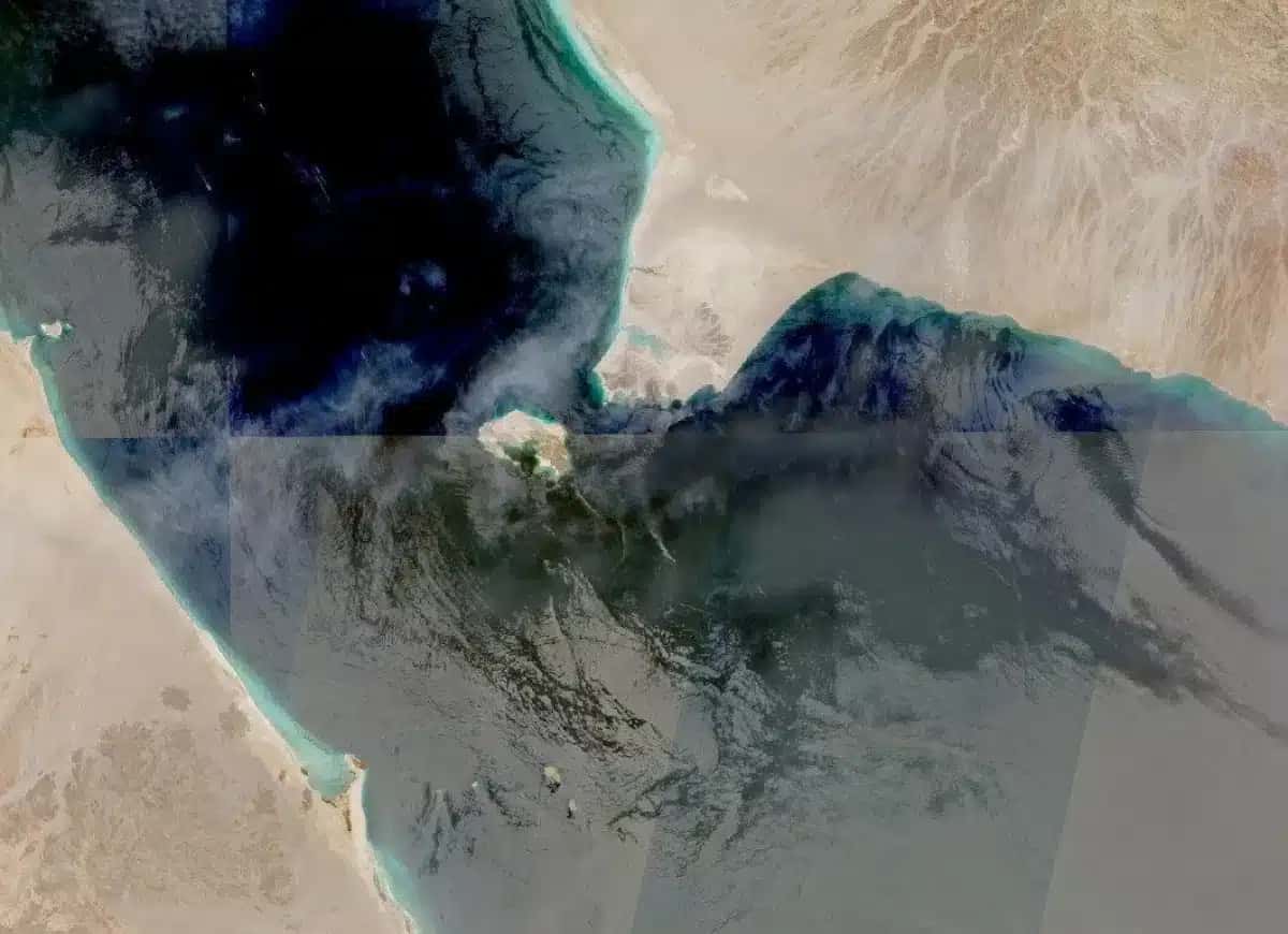 Imagem de satélite mostra Estreito de Bab el-Mandeb, importante rota marítima e porta de entrada para o Mar Vermelho
