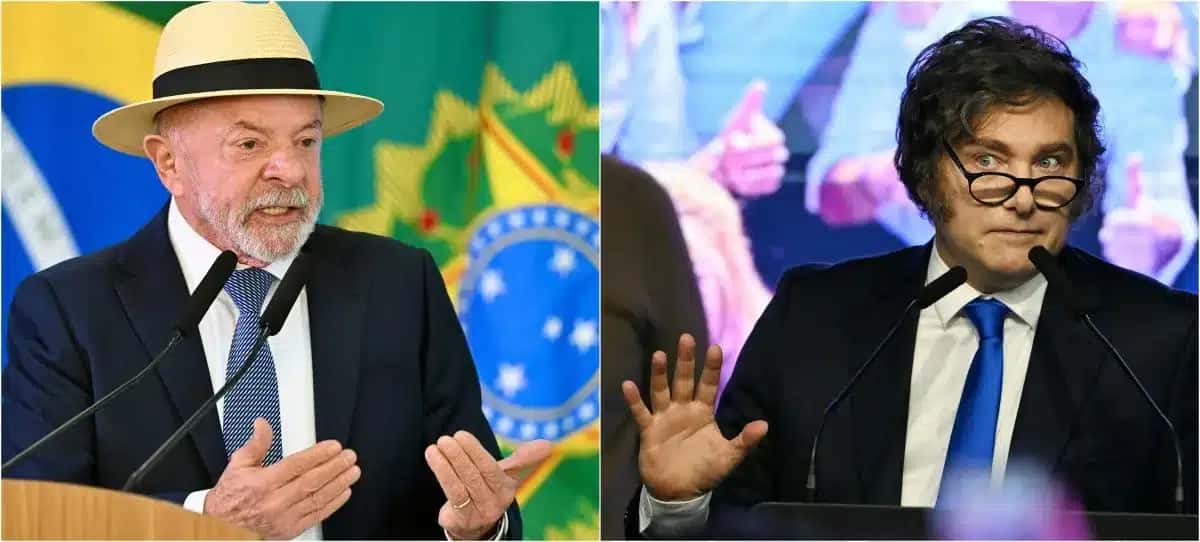 Os presidentes do Brasil, Luiz Inácio Lula da Silva, e da Argentina, Javier Milei