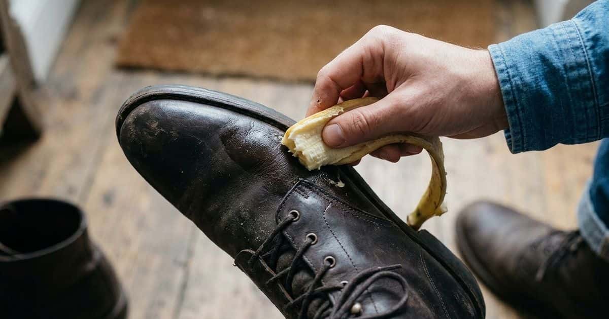 A técnica de limpar couro com banana baseia-se nas propriedades naturais da casca, que contém óleos e ceras vegetais capazes de hidratar levemente a superfície. - Imagem gerada por IA