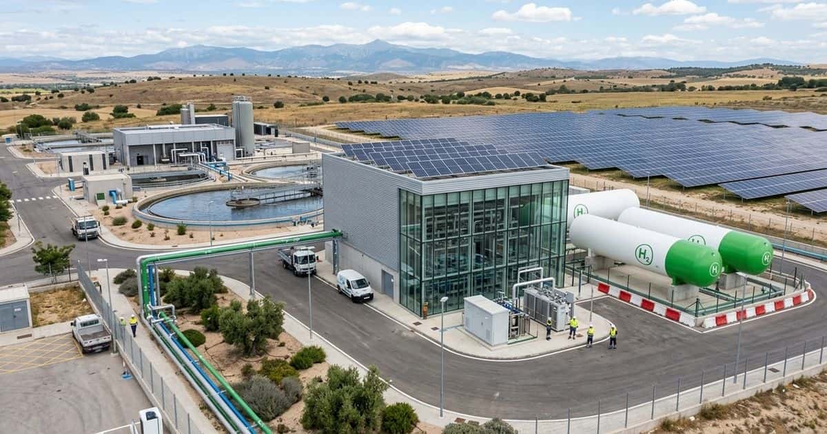 A nova planta sustentável transforma águas residuais em combustível limpo para abastecer frotas de transporte pesado. – Imagem gerada por IA