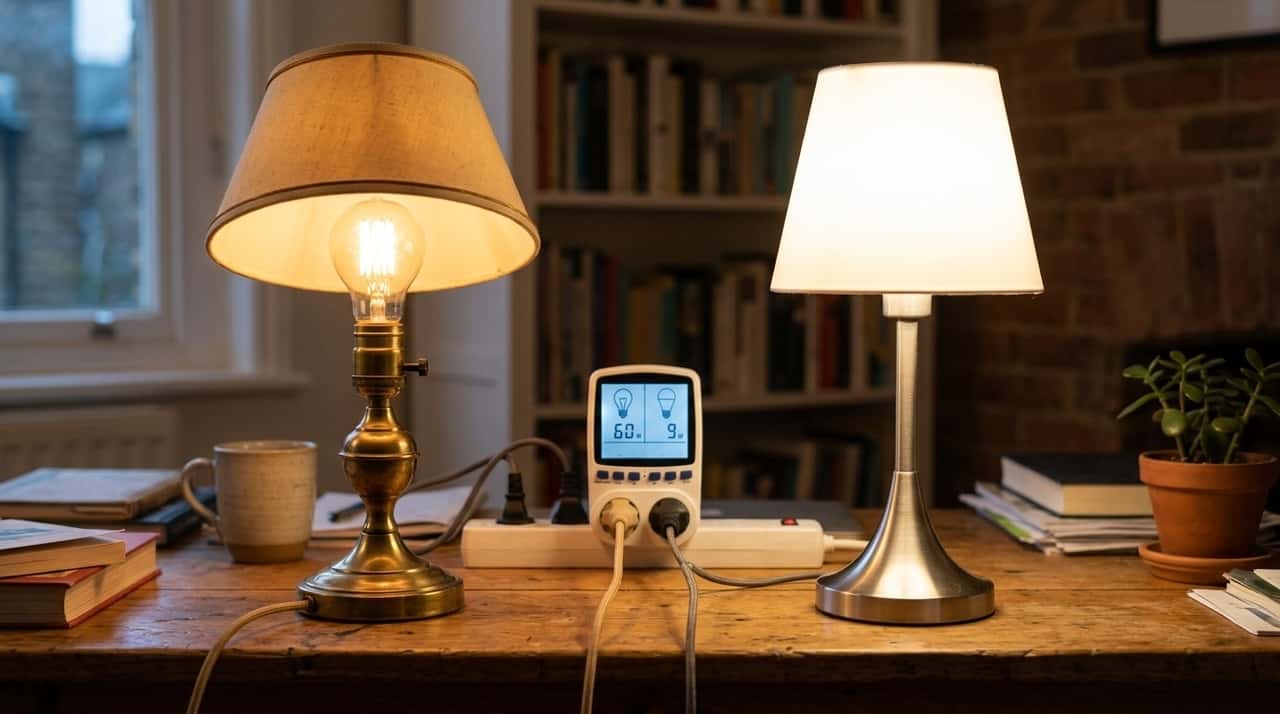A embalagem deve informar tensão, potência, fluxo luminoso e eficiência luminosa, dados importantes para evitar escolhas inadequadas.