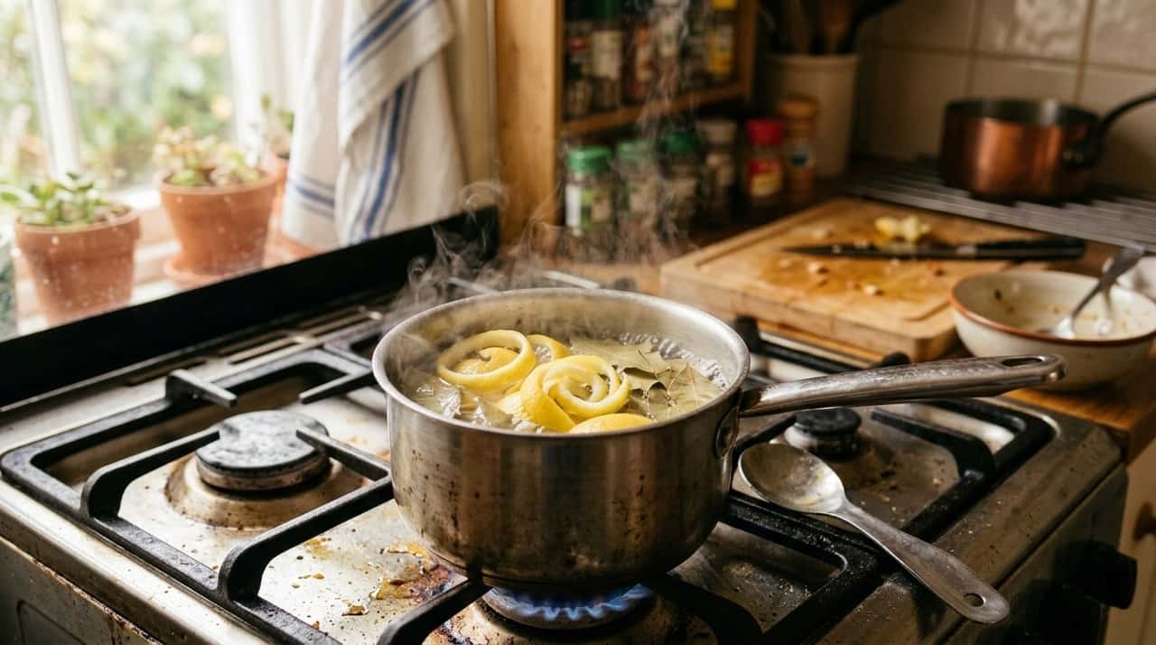 Reaproveitar recursos vegetais juntamente com cascas de frutas permite criar um aromatizador artesanal eficiente.