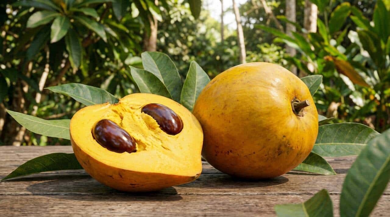 A chamada fruta de ouro é o canistel, fruto da espécie Pouteria campechiana, originária do México e da América Central.