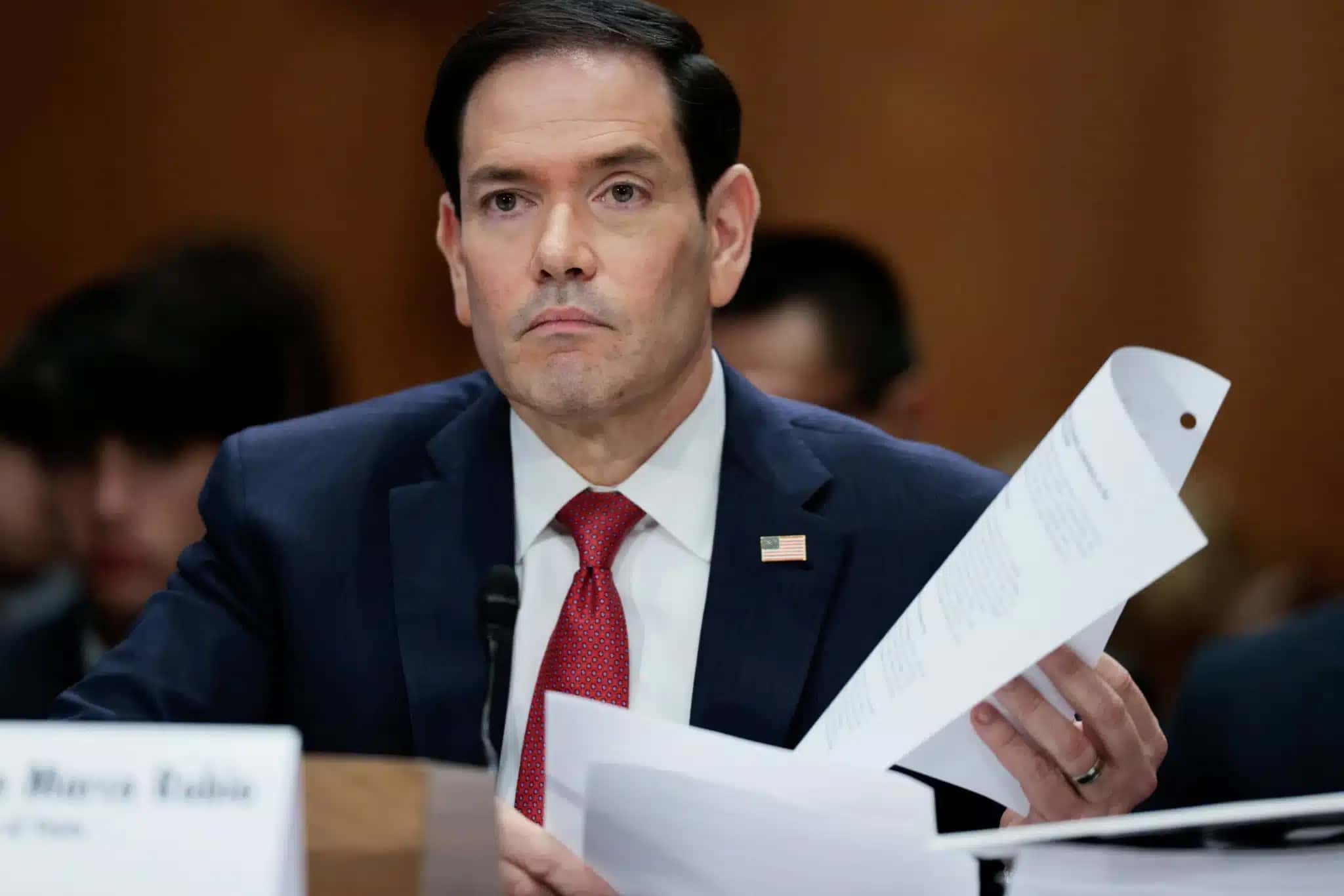 Secretário de Estado dos EUA, Marco Rubio, no Comitê de Relações Exteriores do Senado nesta terça-feira (2)