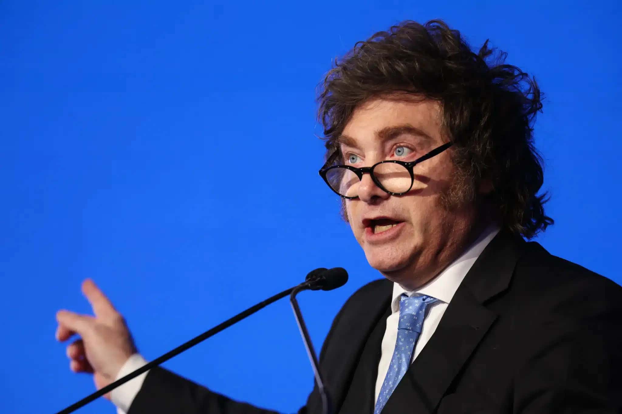 Javier Milei, presidente da Argentina, durante discurso em Beverly Hills, em 6 de maio