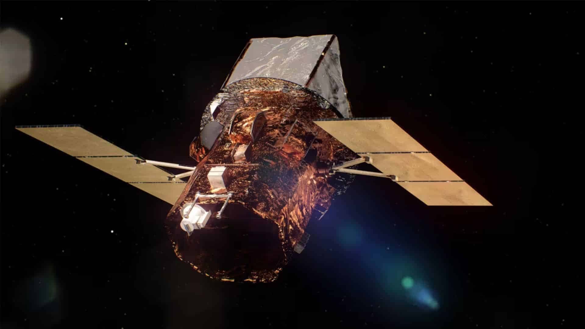 Esta ilustração retrata a espaçonave do Observatório Neil Gehrels Swift em órbita.