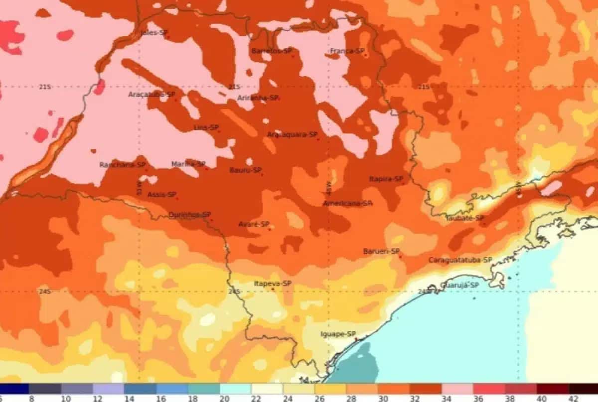 Onda de calor em São Paulo. Mapa mostra variação de temperatura