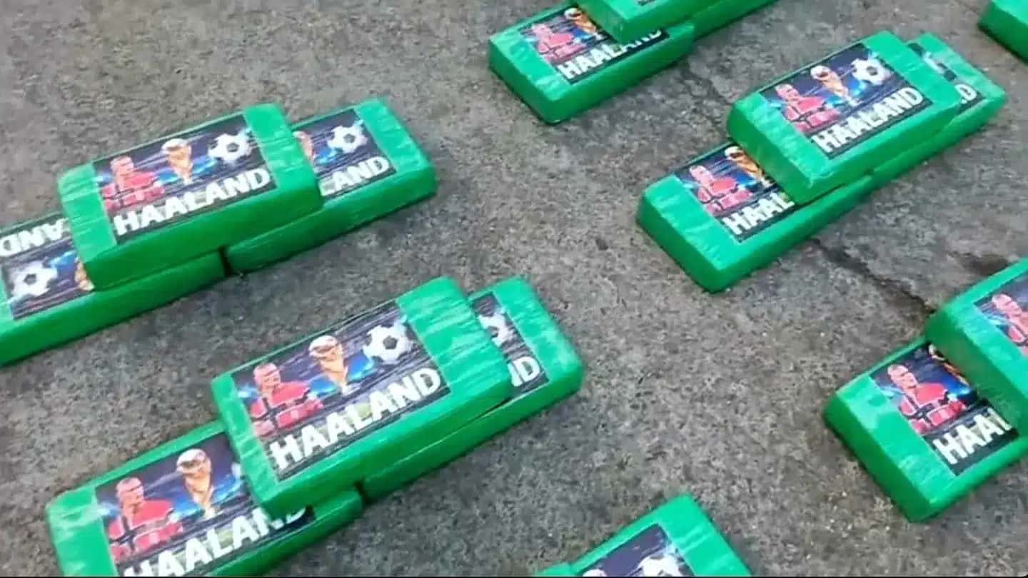 Droga encontrada pela polícia do Equador estava embalada com foto de Haaland