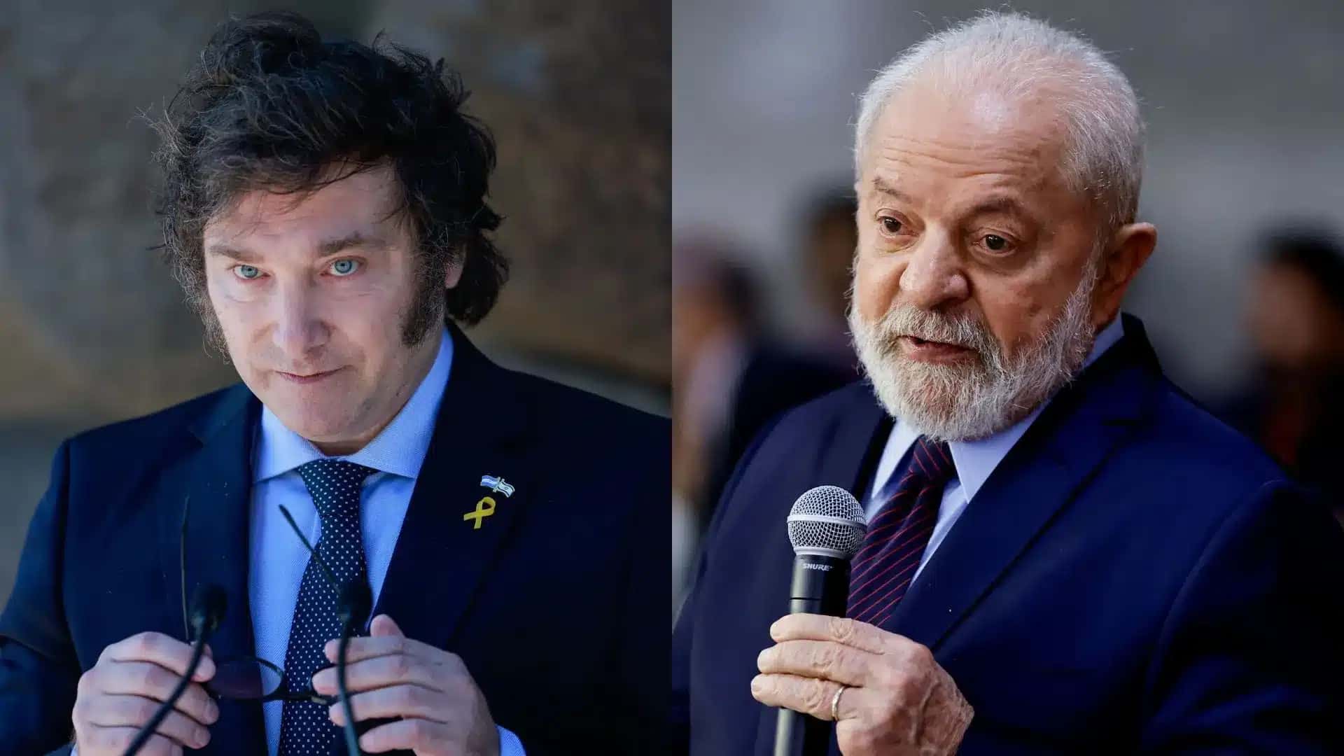 O presidente argentino, Javier Milei, e o presidente da República, Luiz Inácio Lula da Silva