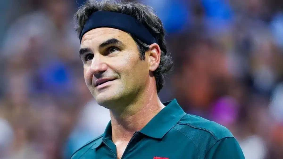 Roger Federer durante o evento de exibição que o homenageou no US Open, em Nova York