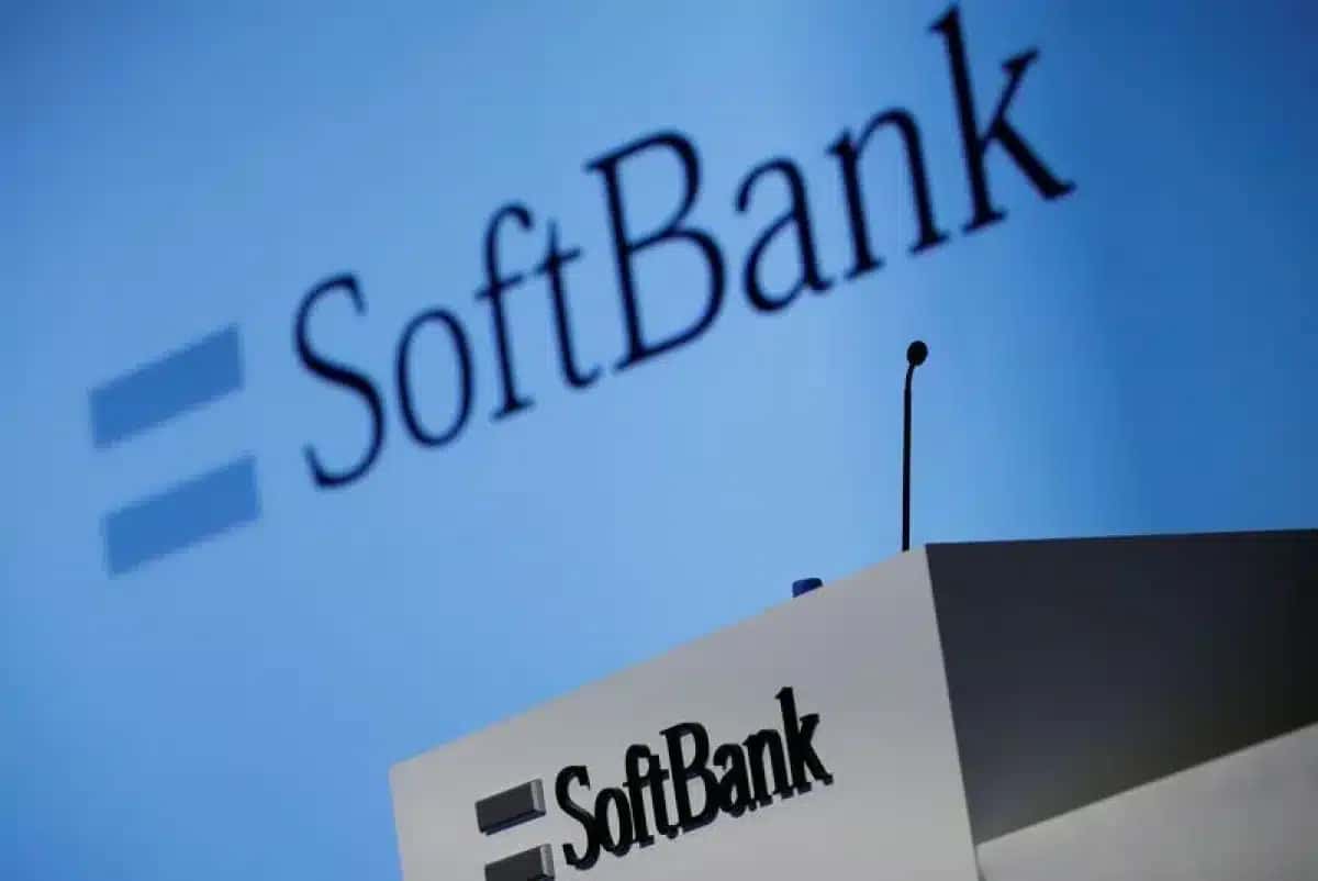Logotipo da SoftBank Corp em uma coletiva de imprensa em Tóquio
