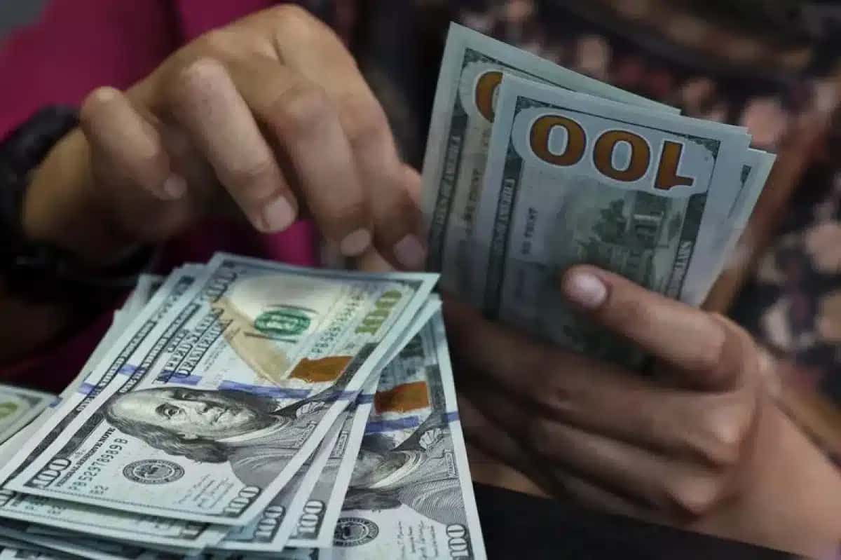 Notas de dólar americano em uma casa de câmbio