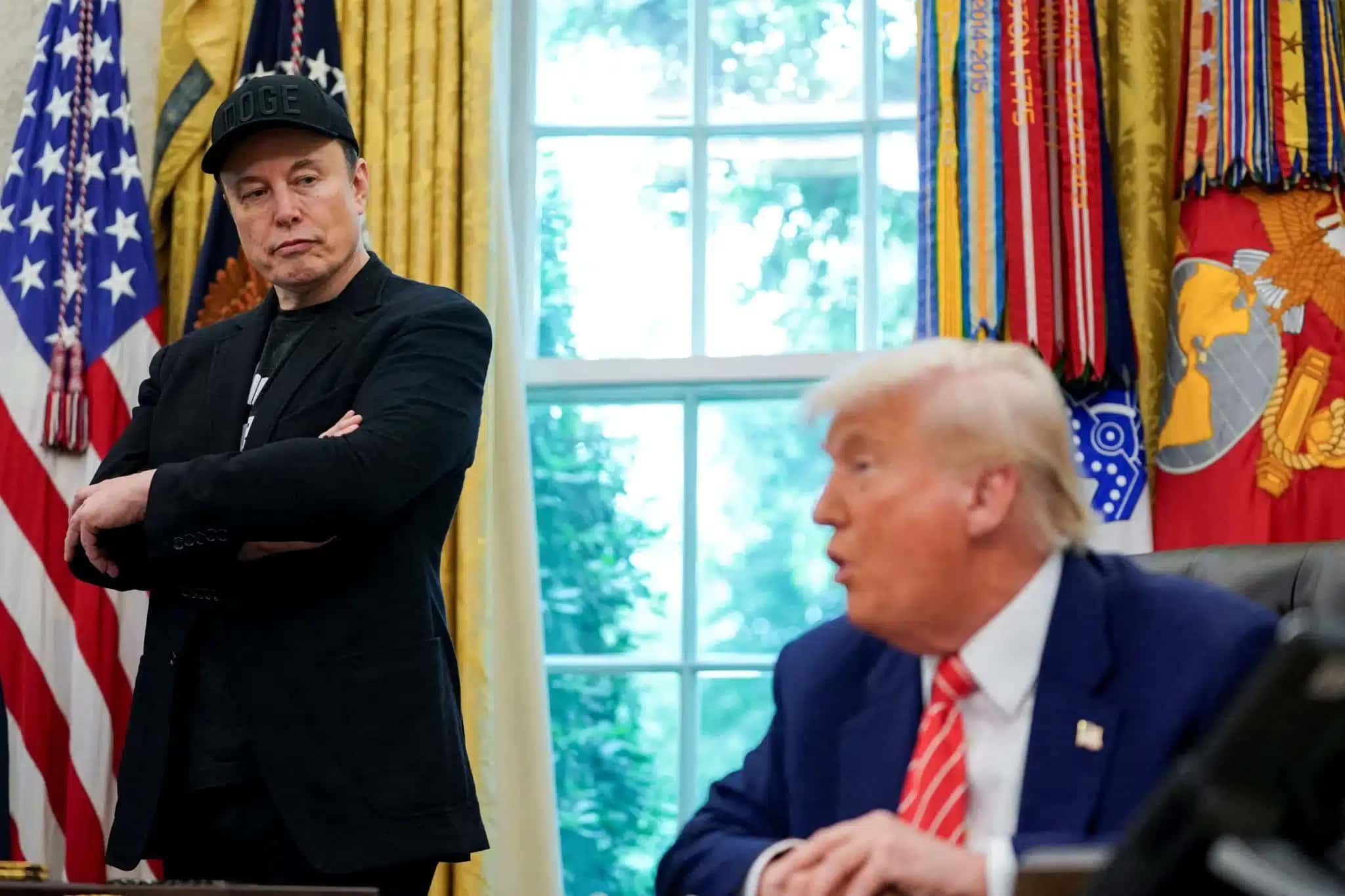 Presidente dos EUA, Donald Trump, e Elon Musk dão entrevista à imprensa na Casa Branca, em Washington, EUA