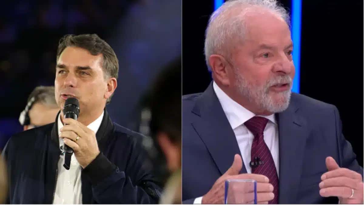 Candidatos Flávio Bolsonaro e Lula
