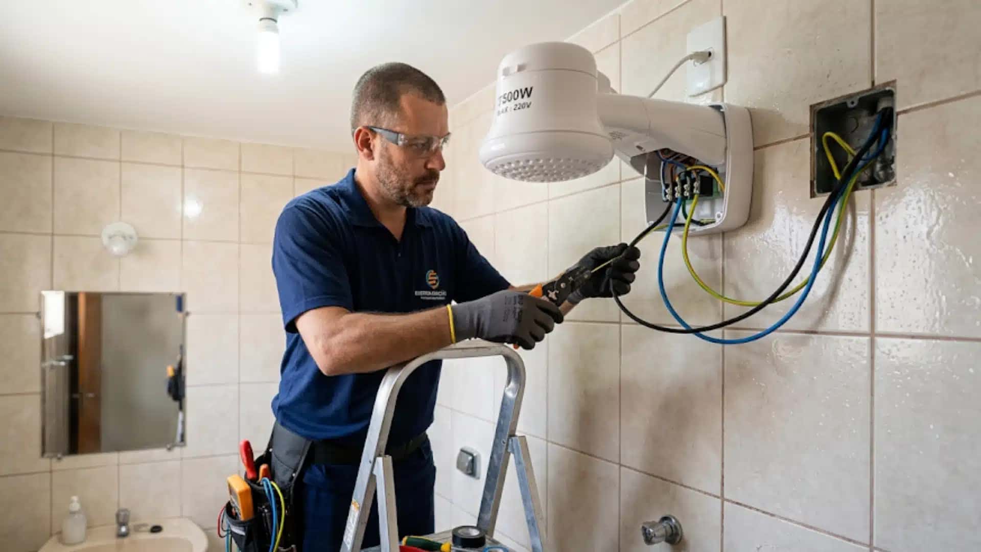 Passo a passo seguro mostra como realizar a fiação de ducha eletrônica e o procedimento de 10 segundos para preservar a resistência