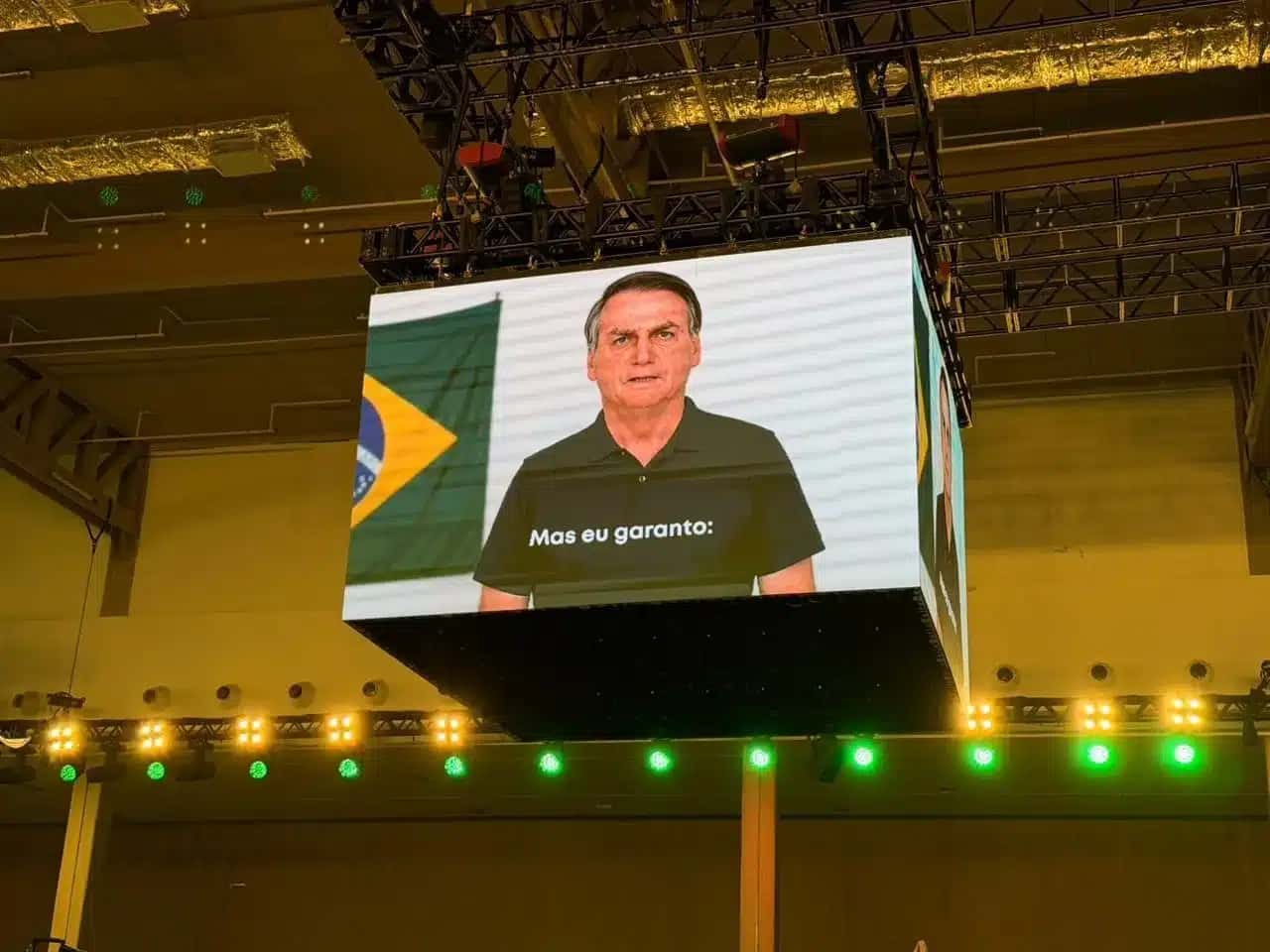 Imagem do ex-presidente Jair Bolsonaro gerada por IA. O vídeo foi exibido na convenção do PL, em São Paulo, no sábado (25)