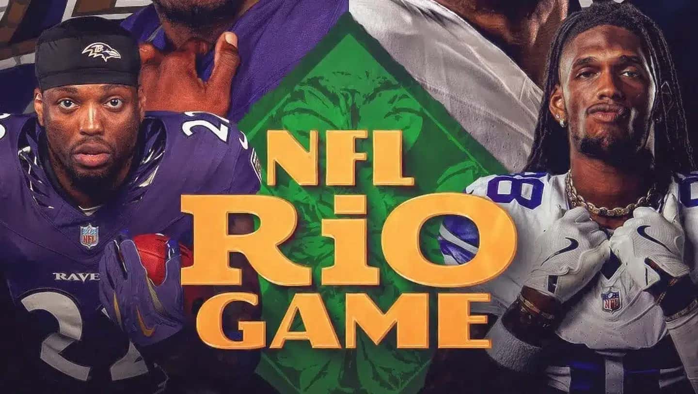 Parte de uma das artes de divulgação da NFL Brasil para o jogo entre Dallas Cowboys e Baltimore Ravens no Maracanã