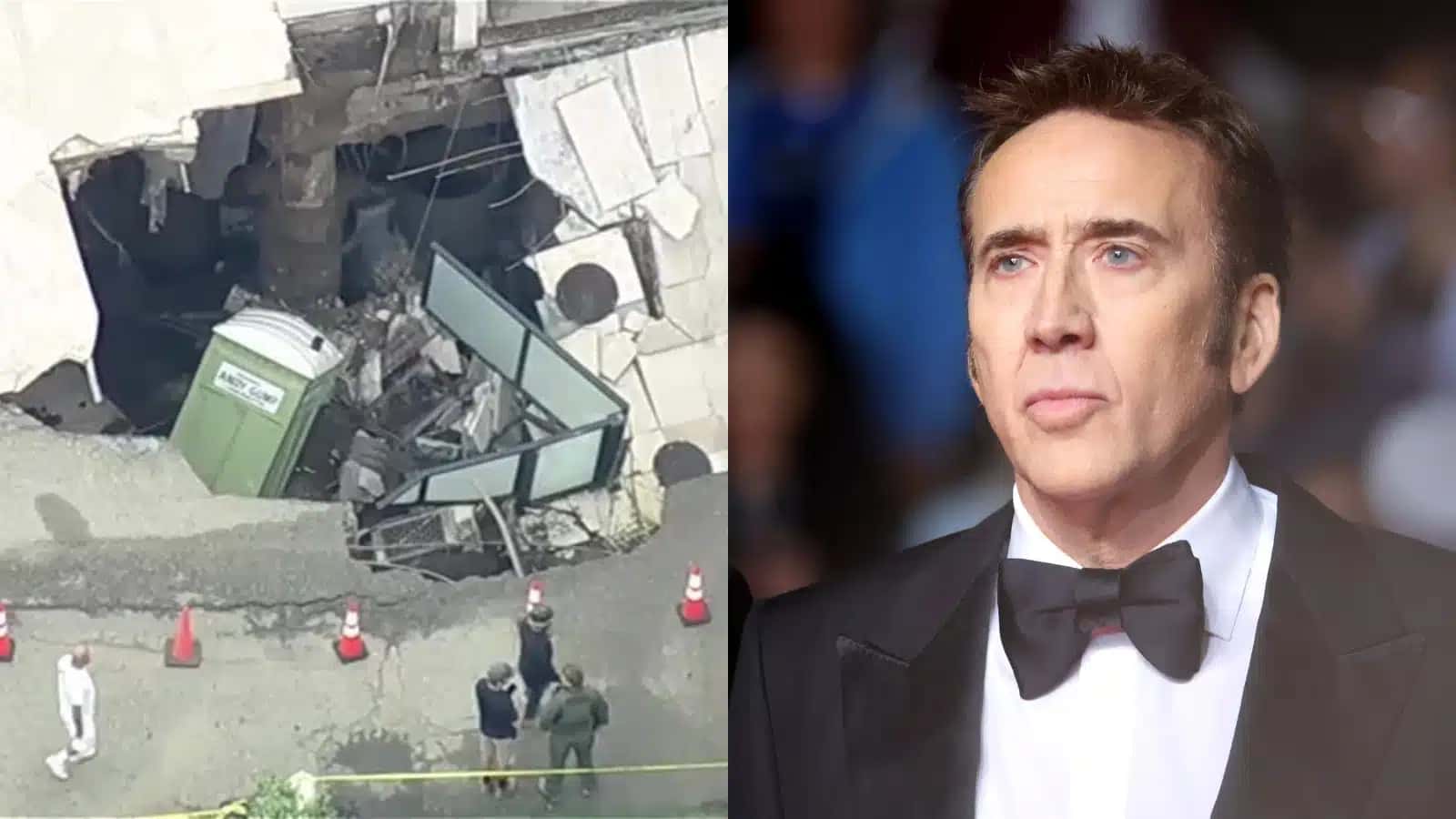 Imagens aéreas mostraram um trecho da entrada desabado acima da linha da praia