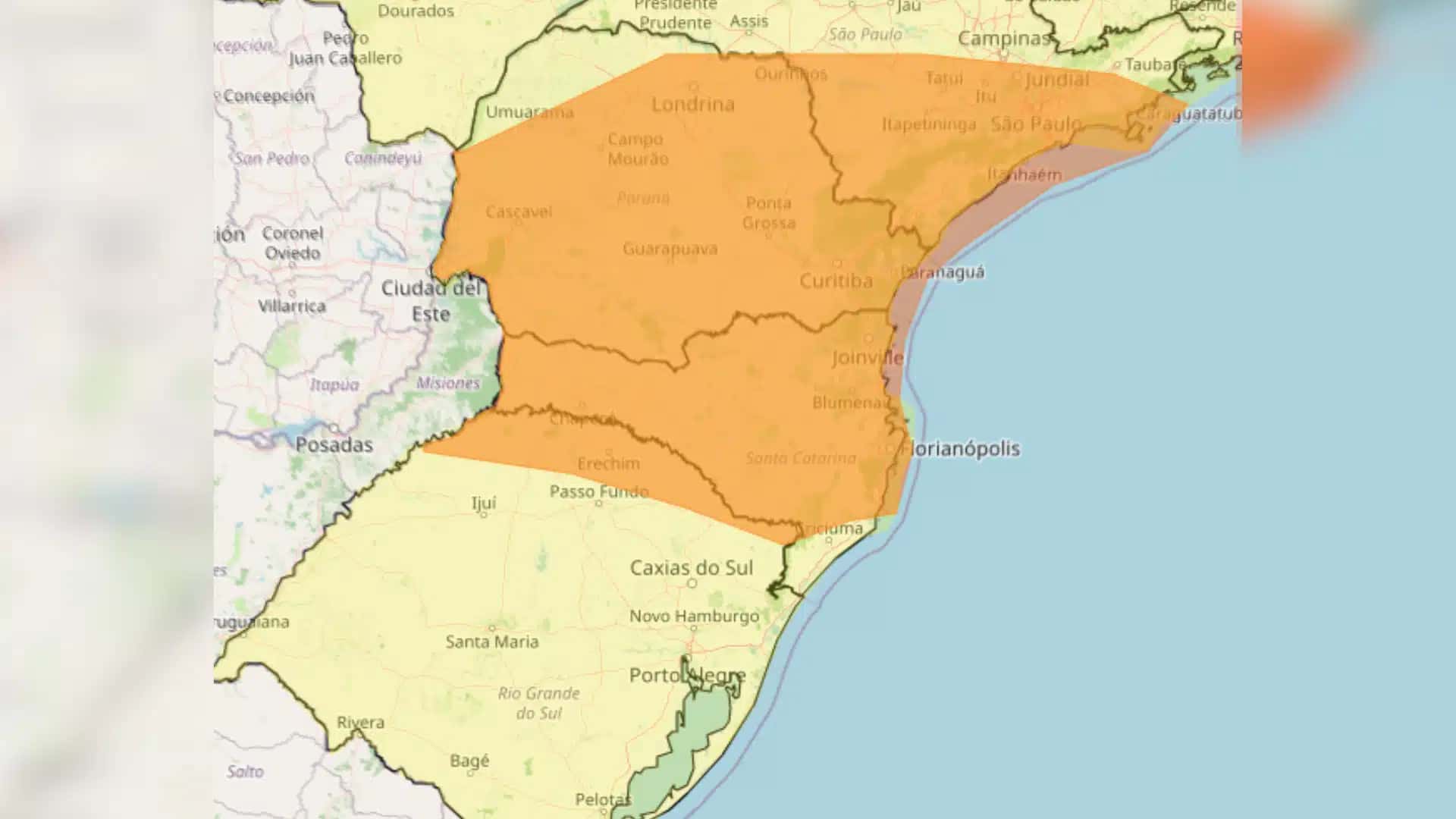 Inmet emitiu novos alertas para região Sul neste sábado, afetando todo o território gaúcho