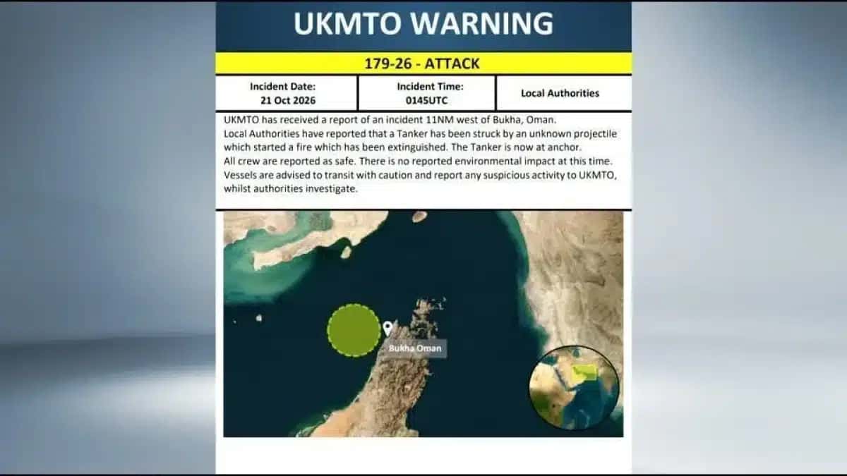 UKMTO alerta: navio-tanque é atingido por projétil perto de Al-Faw, longe de Ormuz