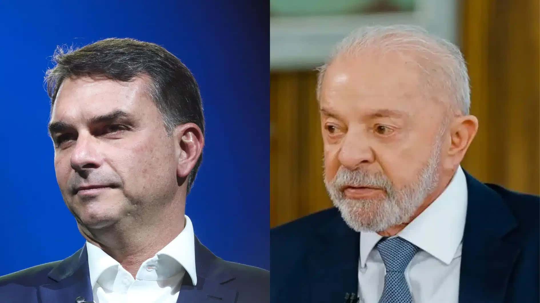 O senador Flávio Bolsonaro (PL-RJ) e o presidente Luiz Inácio Lula da Silva (PT).