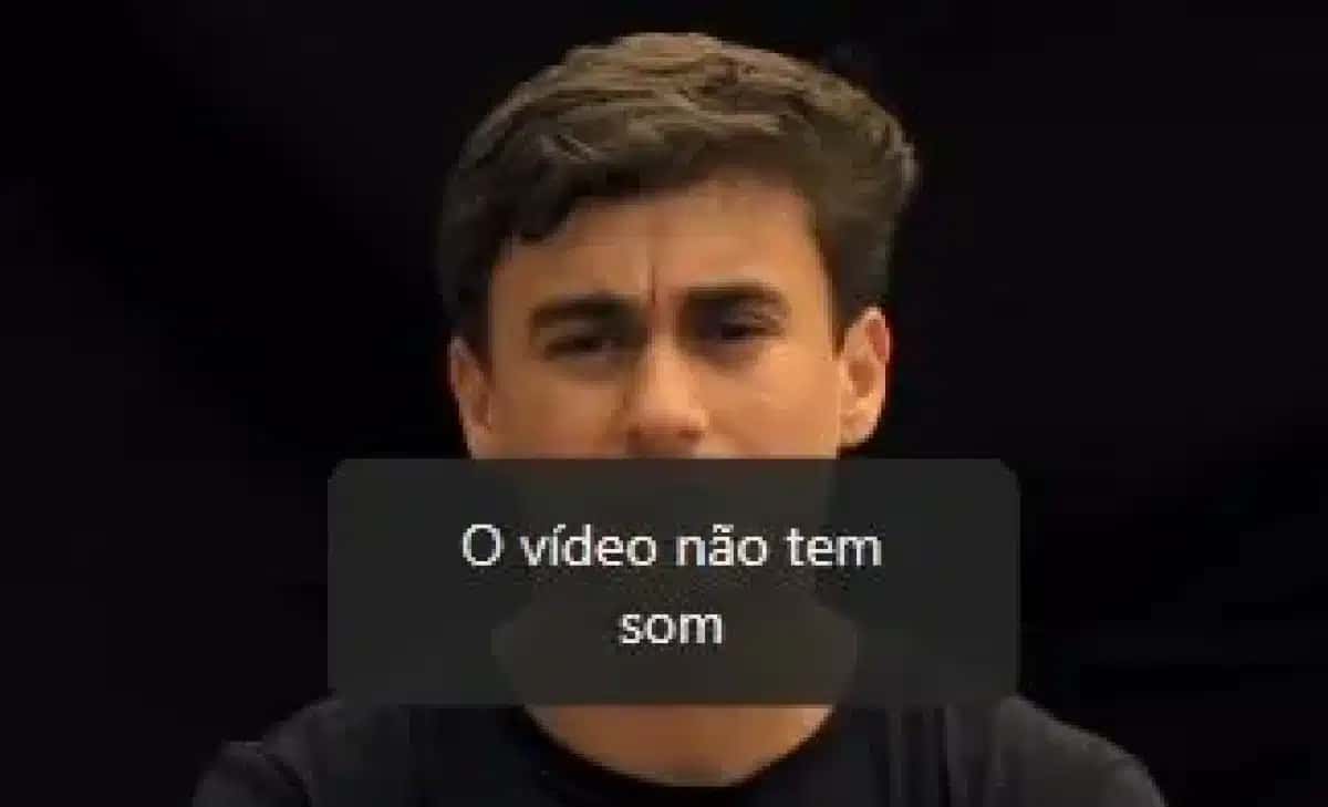 Vídeo do deputado federal Nikolas Ferreira mostra a mensagem “O vídeo não tem som”