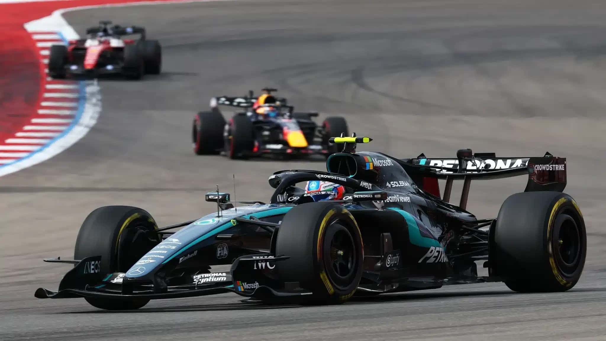 Kimi Antonelli em ação no GP dos Estados Unidos de Fórmula 1.