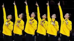 Brasil conquista ouro inédito no Mundial de ginástica rítmica com a maior nota do ano em Frankfurt