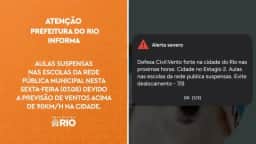 Rio de Janeiro enfrenta ventos de até 90 kmh nesta sexta (7) e suspende aulas em diversas