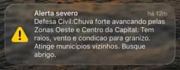 Defesa Civil de SP emite alerta severo para chuva forte nesta quinta
